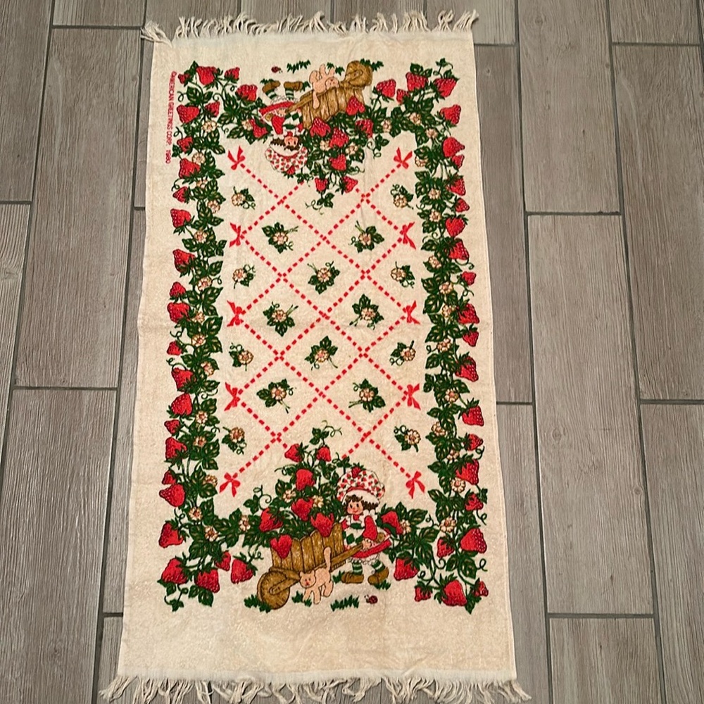 Vintage 1980’s Original Strawberry Shortcake Bath Towel in unused condition.